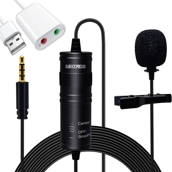5 CORE Professional Omnidirectional Lavalier Microphone 3.5mm Clip-On Lapel Mic - Picture 1 of 8